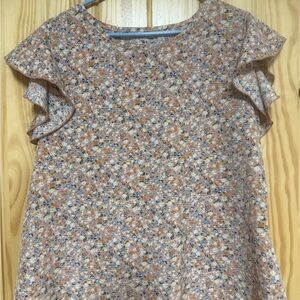 Floral Ruffle Sleeve Blouse